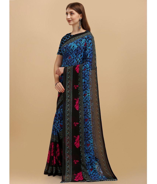 LEELAVATI - Blue Georgette Saree With Blouse Piece ( Pack of 1 ) - Blue