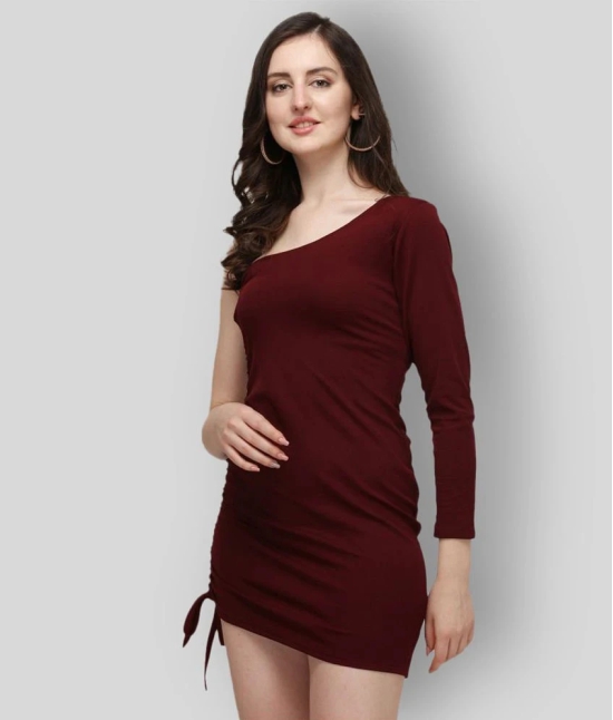 Selvia - Maroon Cotton Lycra Womens Bodycon Dress ( Pack of 1 ) - None