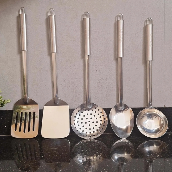 Stainless Steel Cooking Essentials |  5Pc Kitchen Tool Set