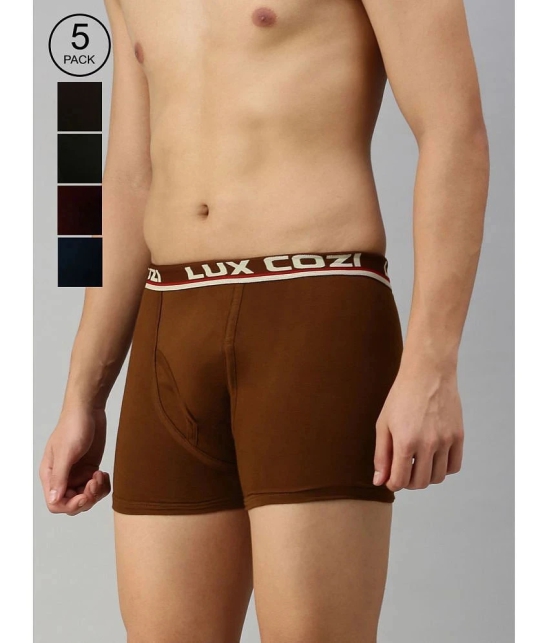 Lux Cozi - Multicolor Cotton Blend Mens Trunks ( Pack of 5 ) - None