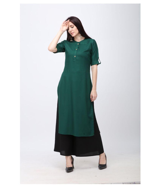 Berrylicious - Green Rayon Women's Straight Kurti ( Pack of 1 ) - S