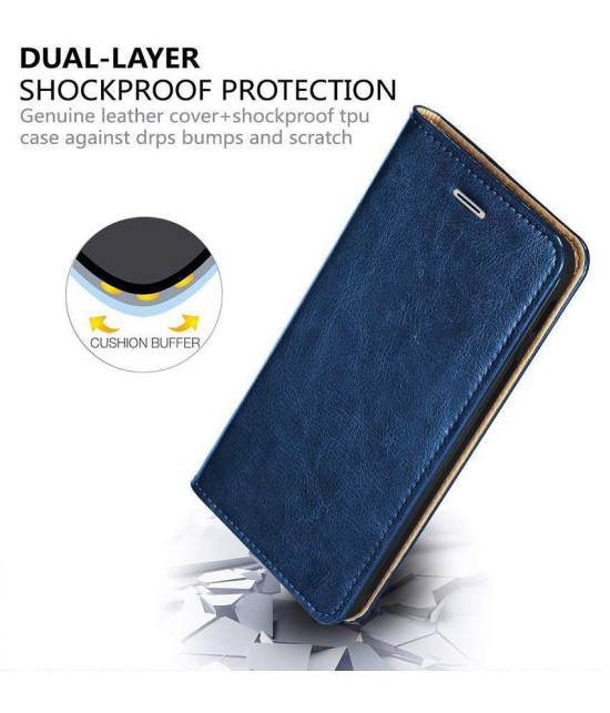 Xiaomi Redmi 9A Flip Cover by NBOX - Blue Viewing Stand and pocket - Blue