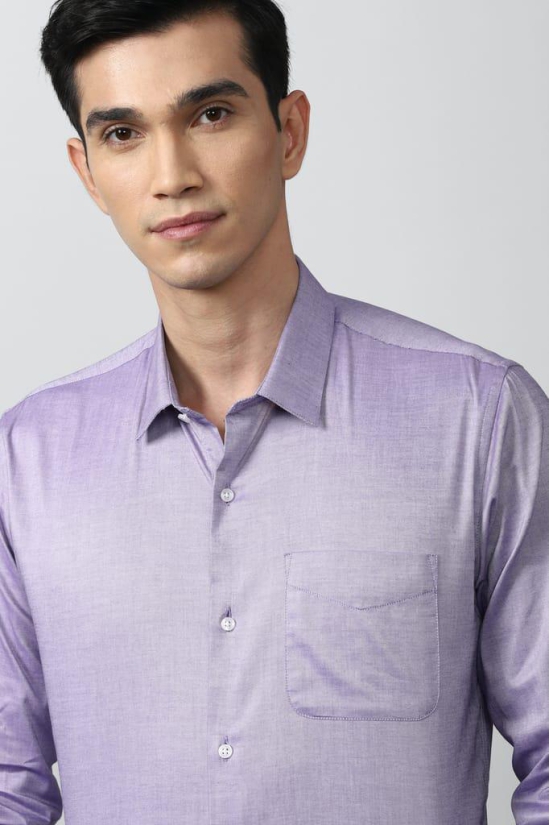 Men Purple Regular Fit Formal Full Sleeves Formal Shirt