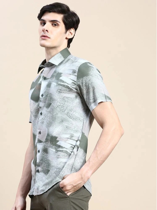 Showoff Cotton Blend Regular Fit Printed Half Sleeves Mens Casual Shirt - Olive ( Pack of 1 ) - None