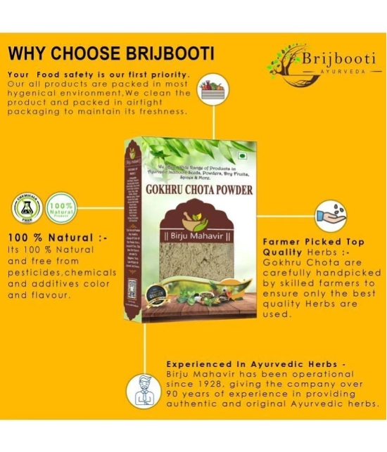 Brijbooti Gokhru Chota Seeds Powder - (250 Gm) | Gokshura Powder | Small Caltrops