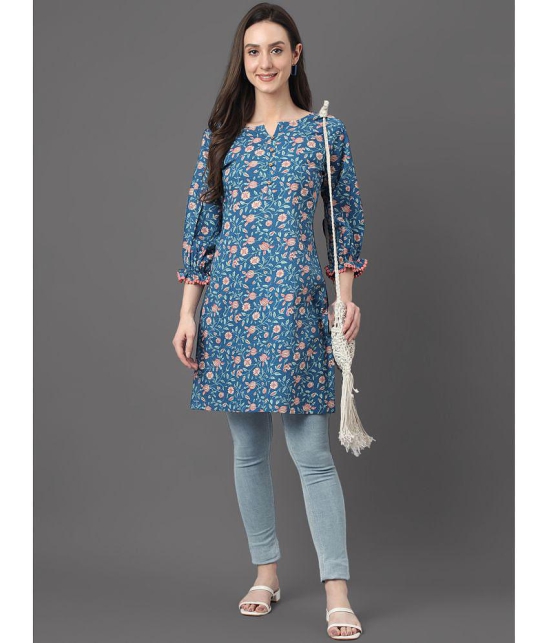 Janasya - Blue Cotton Womens Tunic ( Pack of 1 ) - None