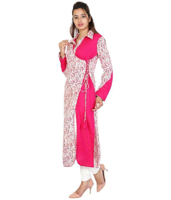 Rangun - Pink Rayon Women's Angrakha Kurti ( Pack of 1 ) - M