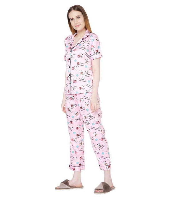 Smarty Pants Satin Nightsuit Sets - Pink Single - 2XL