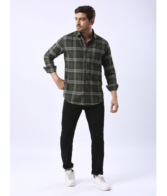 HJ HASASI Cotton Blend Regular Fit Checks Full Sleeves Men's Casual Shirt - Green ( Pack of 1 ) - None