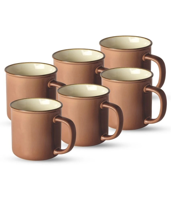 Treo By Milton Glare Mug, 240 ml, Set of 6, Dark Brown | Coffee Mug | Tea | Milk | Smoothies | Microwave Safe - Brown