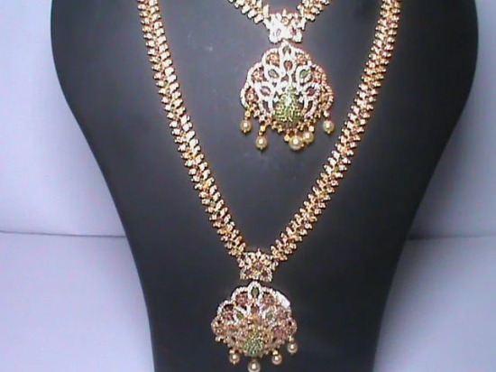 Indian Traditional Gold Plated Haram Necklace Set With Earrings For Women