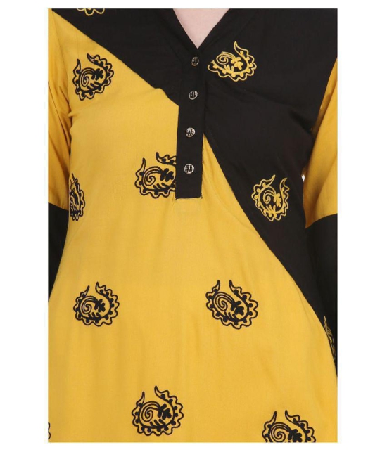 SAAKAA - Yellow Rayon Womens Straight Kurti - XXL