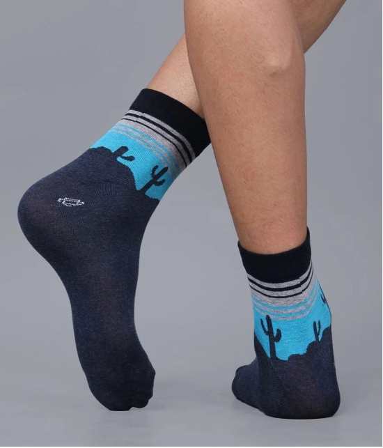 Dollar - Cotton Mens Printed Blue Low Ankle Socks ( Pack of 3 ) - Blue