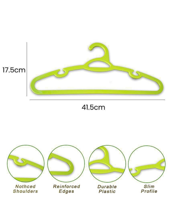 HOMETALES Plastic Cloth Hanger for Wardrobe,Green (6U)