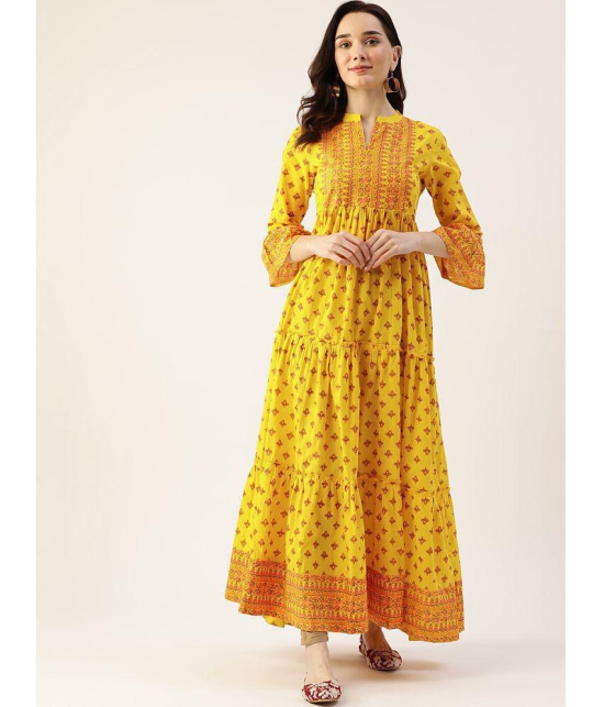 Kbz - Yellow Cotton Women's A-line Dress ( Pack of 1 ) - None