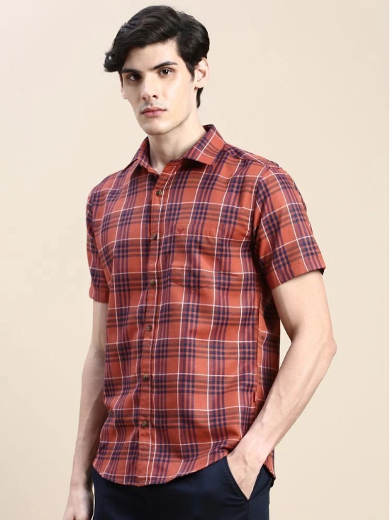 Showoff Cotton Blend Regular Fit Checks Half Sleeves Mens Casual Shirt - Rust ( Pack of 1 ) - None