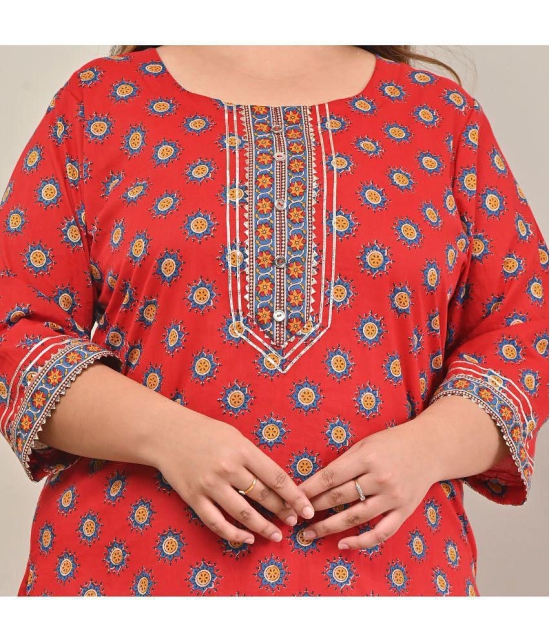 Swasti - Red 100% Cotton Women's Straight Kurti ( Pack of 1 ) - None