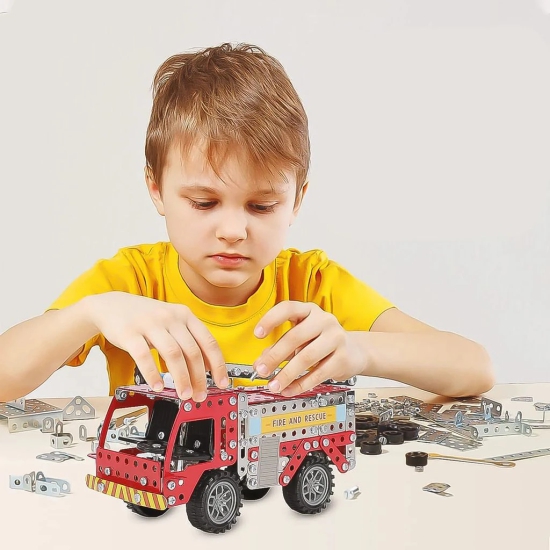 Metal DIY Fire Truck Building Blocks for Kids (Fire Truck / 292pcs of truck tool / 1 Set)