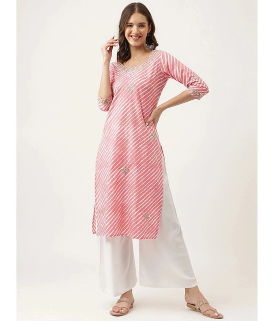 Divena - Pink Cotton Womens Straight Kurti ( Pack of 1 ) - None