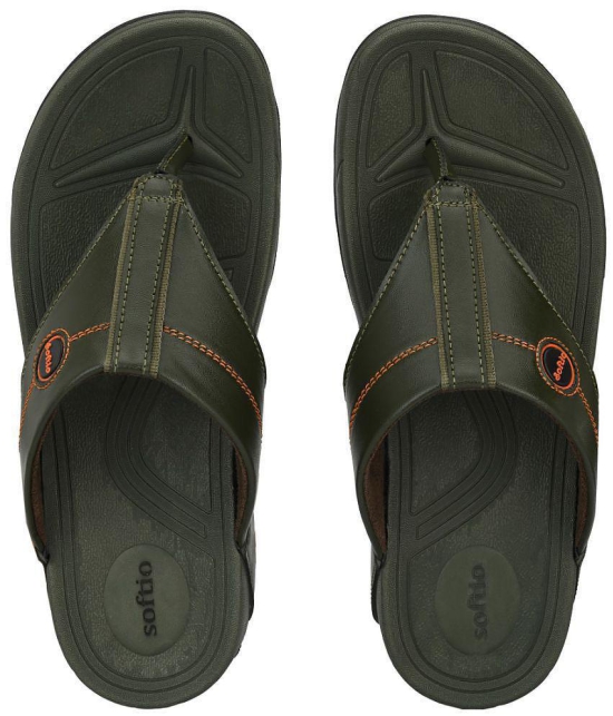 softio - Olive Men's Thong Flip Flop - None