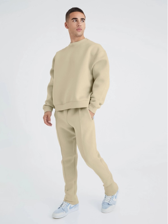 Solid Beige Cozy Cut Co-Ords-XL / Beige