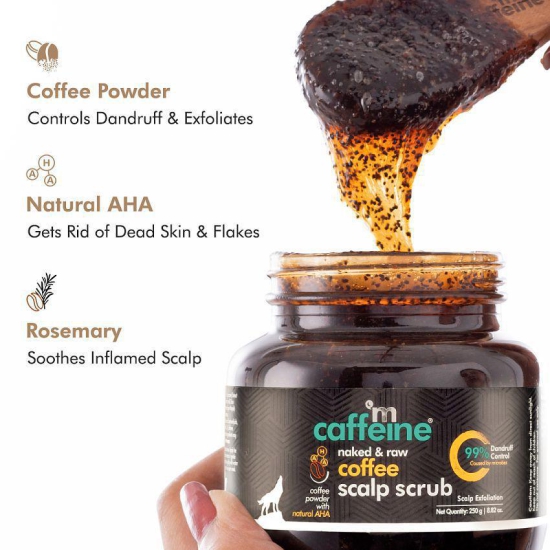 mCaffeine Naked & Raw Coffee Scalp Scrub for Dandruff Control & Scalp Exfoliation (250 gm)