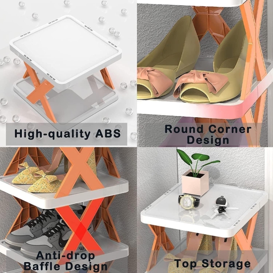 DIY Plastic Assembly Shoe Shelf Stackable Shoe Rack-4 Layer