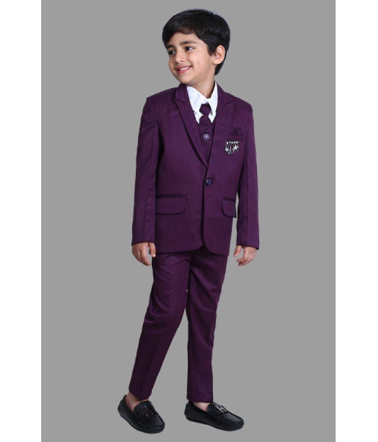 DKGF Fashion - Purple Polyester Boys 3 Piece Suit ( Pack of 1 ) - None