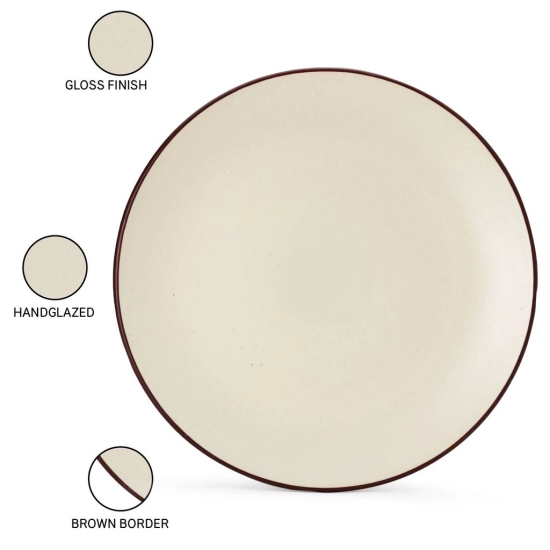 Reactive Handpainted Premium Ceramic 4 Small Plates | Quarter Plates | Stoneware | Microwave and Dishwasher Safe | Pack of 4 | Off White