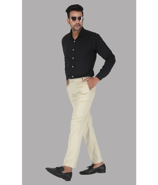 Charlie Carlos - Beige Cotton Blend Slim - Fit Mens Formal Pants ( Pack of 1 ) - None