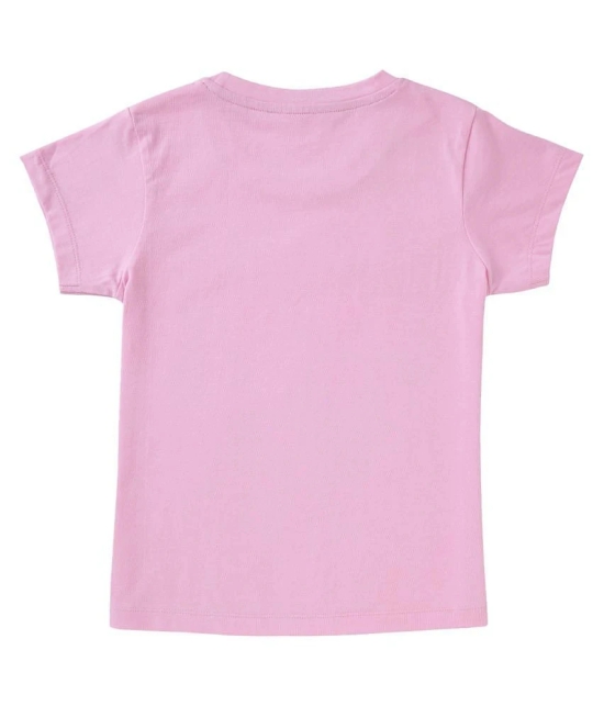 Cub McPaws Girls Printed Pure Cotton T Shirt (Pink, Pack of 1) - None