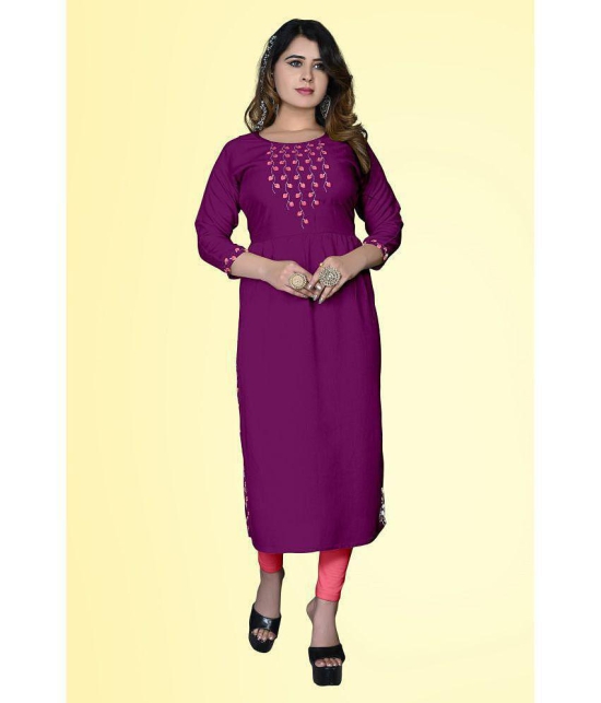 haya fashion - Magenta Rayon Women's Straight Kurti ( Pack of 1 ) - None