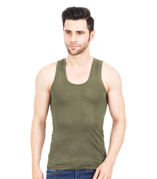 NRG Mens Sleeveless Colour Cotton Vest  ( Pack of 1 Dark Green ) G23