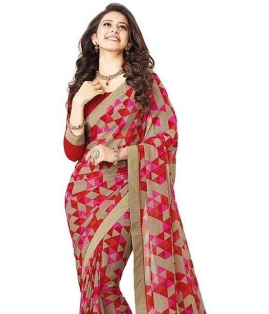 Gazal Fashions Georgette Printed Saree With Blouse Piece - Multicolor2 ( Pack of 1 ) - Multicolor2