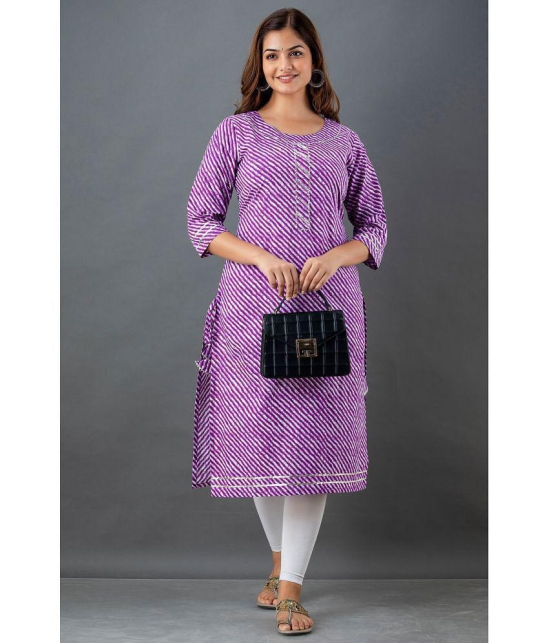 Lee Moda - Purple Cotton Women''s Straight Kurti ( Pack of 1 ) - None