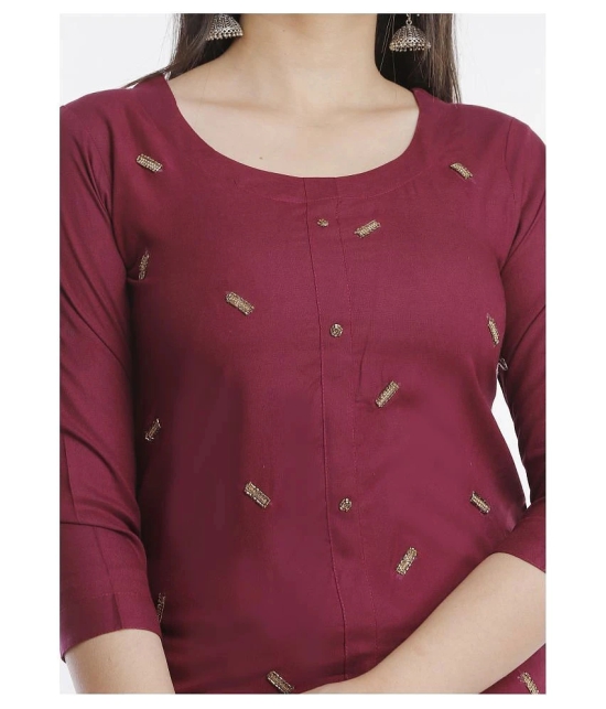 JC4U - Maroon Viscose Womens Straight Kurti - XL