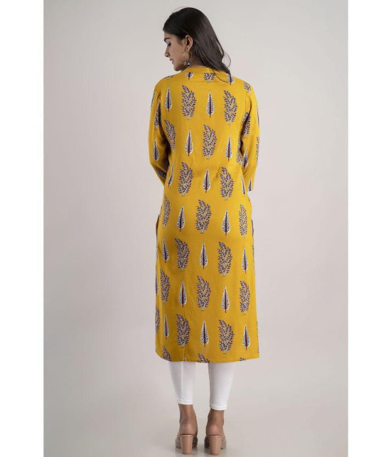 MAUKA - Yellow Rayon Womens Straight Kurti ( Pack of 1 ) - None