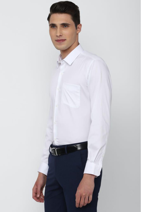 Men White Regular Fit Formal Full Sleeves Formal Shirt