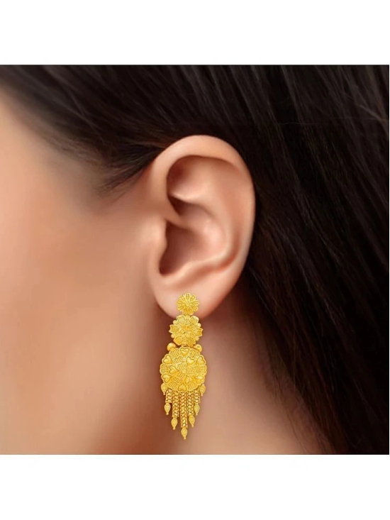 Drashti Collection Golden Chandbalis Earrings ( Pack of 1 ) - Golden