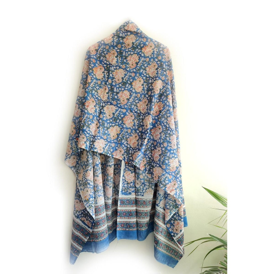 Baagru Hand Block Printed Cotton Mulmul Dupatta 115X225 Cm