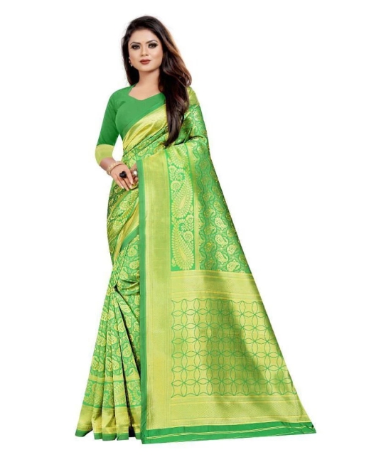 Gazal Fashions Green Banarasi Silk Saree