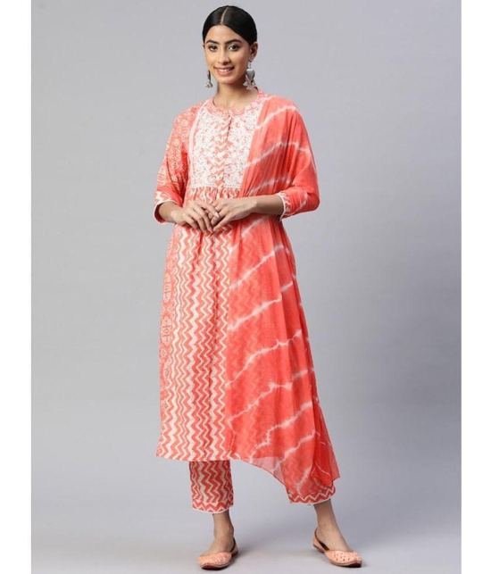 Vbuyz - Coral Straight Cotton Womens Stitched Salwar Suit ( Pack of 1 ) - None