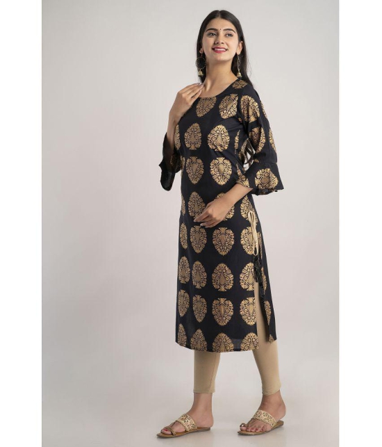 MAUKA - Black Rayon Women''s Straight Kurti ( Pack of 1 ) - None