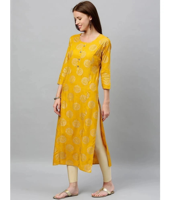 KIPEK - Mustard Rayon Womens Straight Kurti ( Pack of 1 ) - None