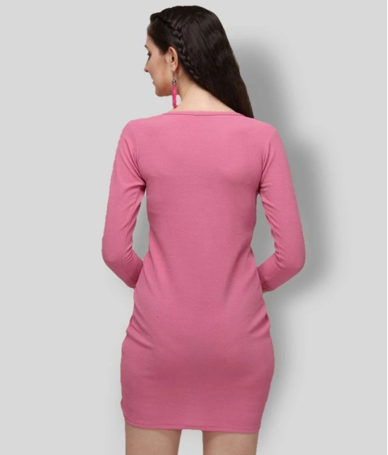 Selvia - Pink Cotton Lycra Womens Bodycon Dress ( Pack of 1 ) - None