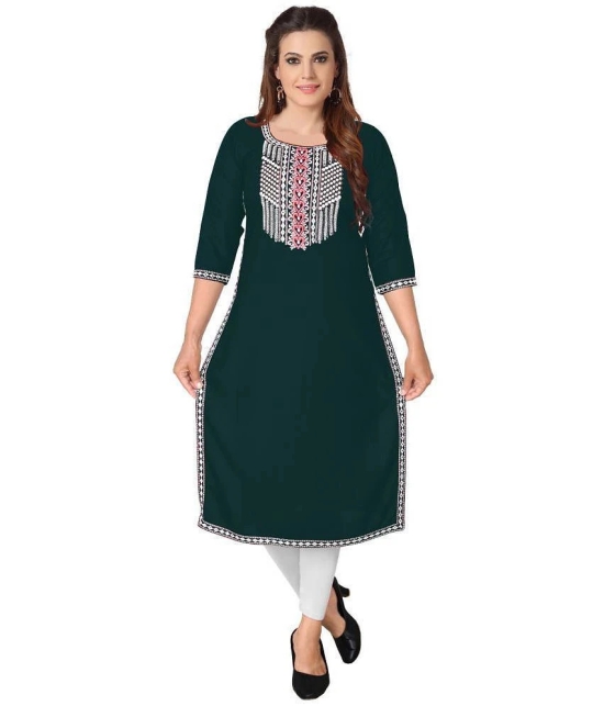 Kapadia - Green Rayon Womens Straight Kurti ( Pack of 1 ) - None