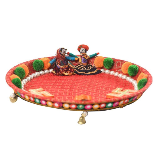 Garvi Gurjari (A Gujarat Govt Enterprise) Metal Puja Pair Thali (27 cm x 27 cm)