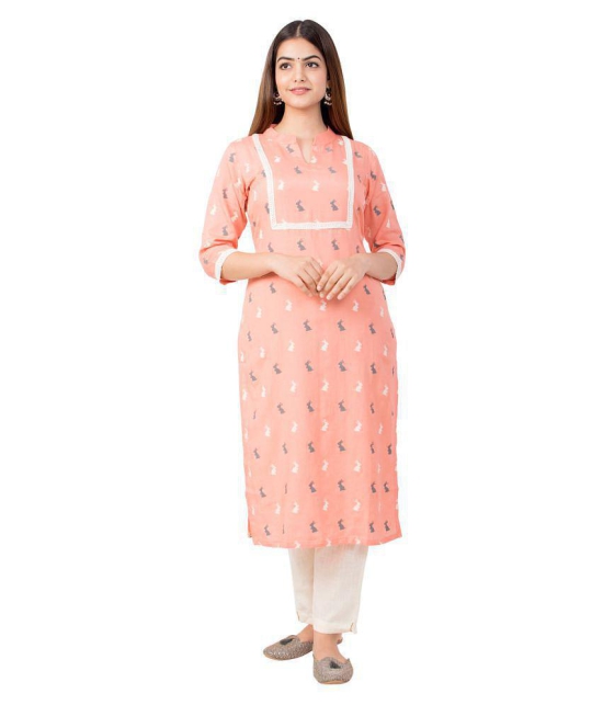 miravan Peach Cotton Blend Straight Kurti - 3XL