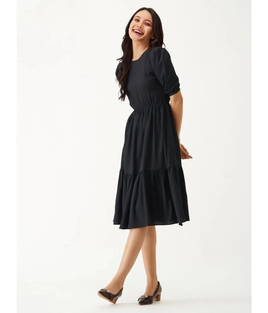 JASH CREATION - Black Rayon Womens Fit & Flare Dress ( Pack of 1 ) - None