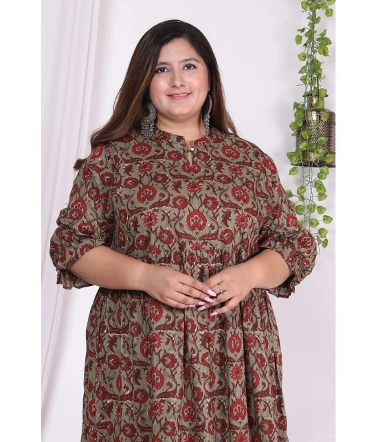 Swasti Cotton Blend Printed Anarkali Womens Kurti - Rust ( Pack of 1 ) - None